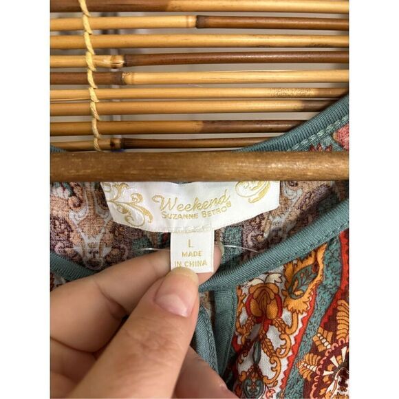 Weekend by Susanne Betro Size Large (L) BOHO Tank NWT Orange and Teal - Picture 5 of 5